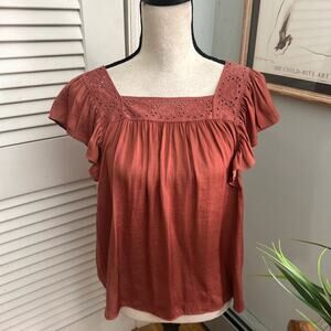 Rachel Zoe Top Womens Small Bronze Milkmaid Bohemian Granola Festival Chic